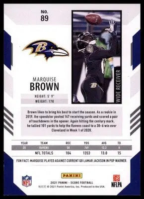 2021 Score Marquise Brown 89 Baltimore Ravens