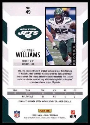 2021 Score Quinnen Williams 49 New York Jets