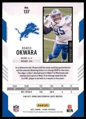 2021 Score Romeo Okwara 137 Detroit Lions