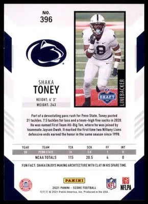 2021 Score Shaka Toney RC 396 Penn State Nittany Lions