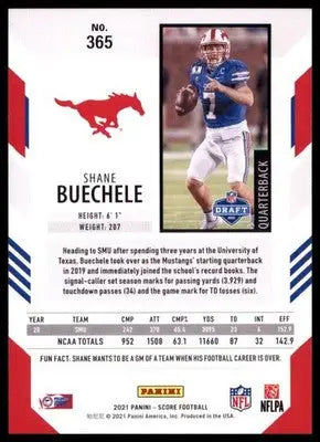 2021 Score Shane Buechele RC 365 SMU Mustangs