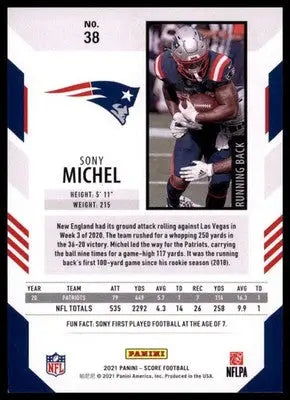 2021 Score Sony Michel 38 New England Patriots