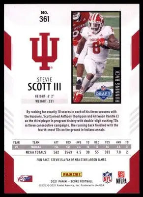 2021 Score Stevie Scott III RC 361 Indiana Hoosiers