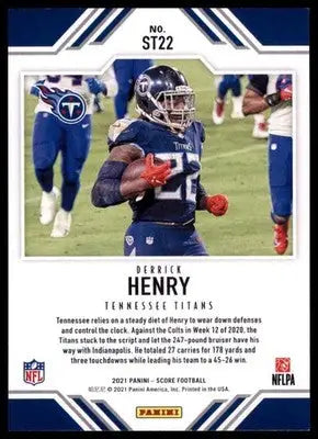 2021 Score - Score Team Base Derrick Henry Tennessee Titans ST22 - Football Card Single