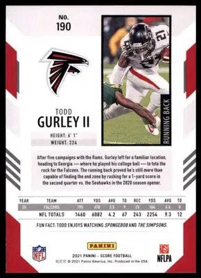 2021 Score Todd Gurley II 190 Atlanta Falcons