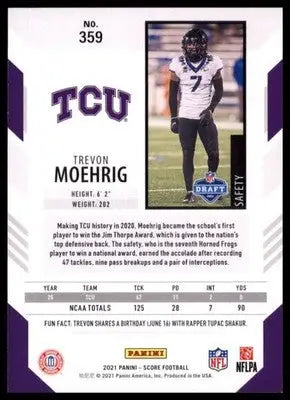 2021 Score Trevon Moehrig RC 359 TCU Horned Frogs