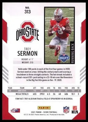 2021 Score Trey Sermon RC 313 Ohio State Buckeyes