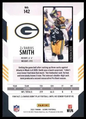 2021 Score Za’Darius Smith 142 Green Bay Packers