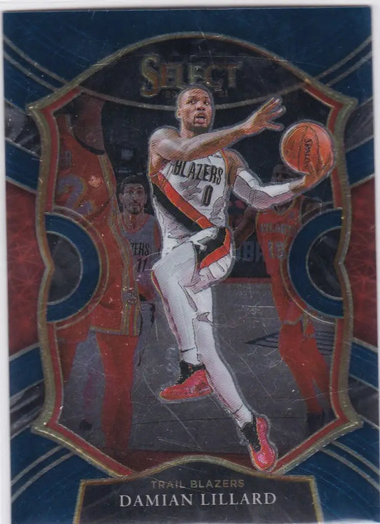 2021 Select #24 Damian Lillard Councourse Blue Base Parallel Portland Trailblazers - Basketball Card Single
