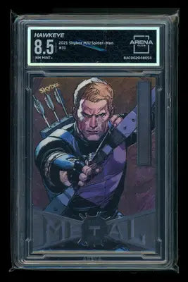 2021 Skybox Marvel Metal Universe Spider-Man Hawkeye #31 Arena Club 8.5 - Marvel Card Single