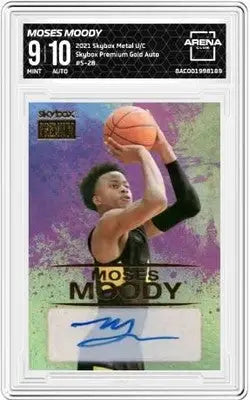 2021 Skybox Metal UC Moses Moody #S-28 Skybox Premium Gold Auto AC 9 - Basketball Card Single
