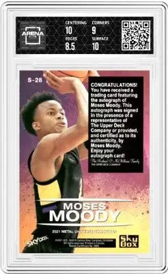 2021 Skybox Metal UC Moses Moody #S-28 Skybox Premium Gold Auto AC 9 - Basketball Card Single