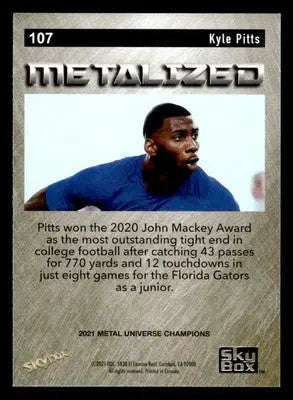 2021 SkyBox Metal Universe Champions #107 Kyle Pitts - Football Card Single