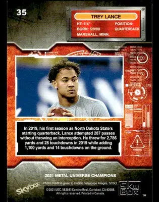 2021 SkyBox Metal Universe Champions #35 Trey Lance Spectrum - Football Card Single