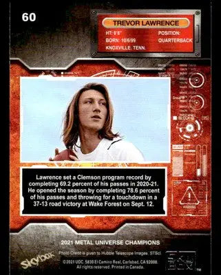 2021 SkyBox Metal Universe Champions #60 Trevor Lawrence Copper - Football Card Single