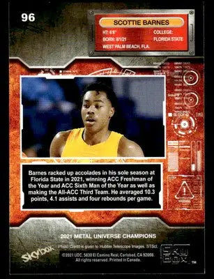 2021 SkyBox Metal Universe Champions #96 Scottie Barnes - Basketball Card Single