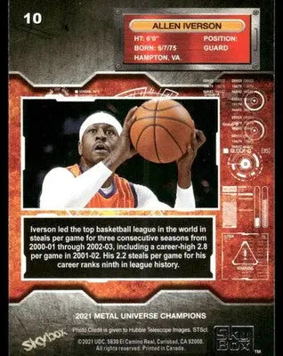 2021 SkyBox Metal Universe Champions Allen Iverson #10 Basketball - Basketball Card Single