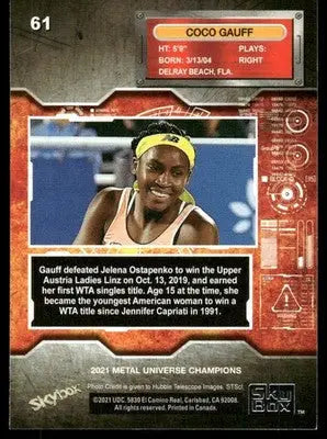 2021 Skybox Metal Universe Champions Coco Gauff #61 Tennis - Tennis Card Single