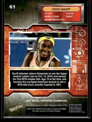 2021 SkyBox Metal Universe Champions Coco Gauff #61 Tennis - Other