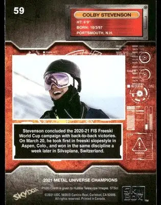 2021 SkyBox Metal Universe Champions Colby Stevenson #59 Freeskiing - Other