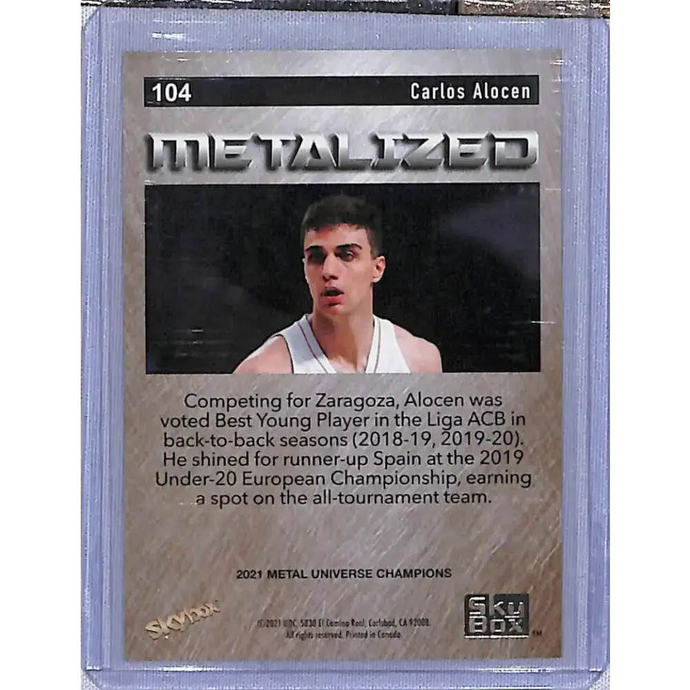 2021 Skybox Metal Universe Champions Copper #104 Carlos Alocen Metalized RC NM-MT Basketball Card - Basketball Card