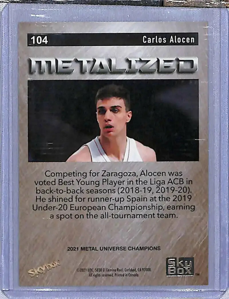 2021 Skybox Metal Universe Champions Copper #104 Carlos Alocen Metalized RC NM-MT Basketball Card - Basketball Card