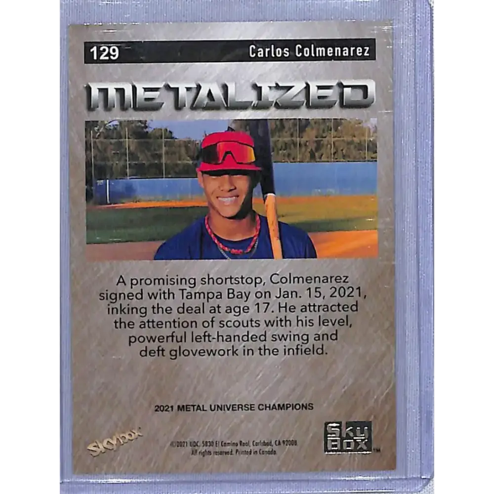 2021 Skybox Metal Universe Champions Copper #129 Carlos Colmenarez Metalized RC NM-MT Baseball Card - Baseball Card