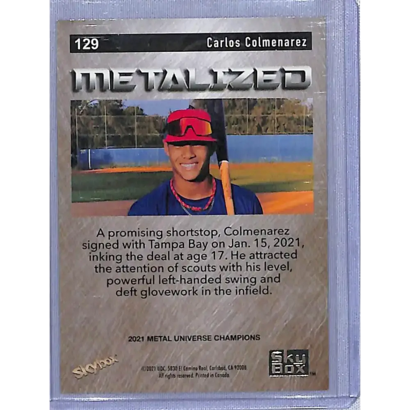 2021 Skybox Metal Universe Champions Copper #129 Carlos Colmenarez Metalized RC NM-MT Baseball Card - Baseball Card