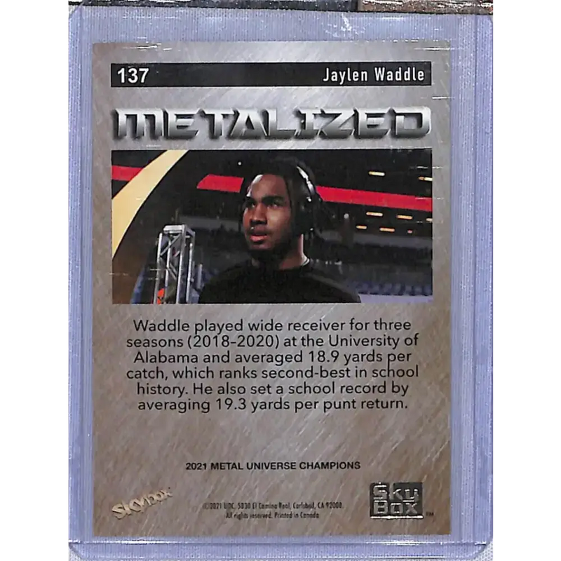 2021 Skybox Metal Universe Champions Copper #137 Jaylen Waddle Metalized RC NM-MT Football Card - Football Card Single