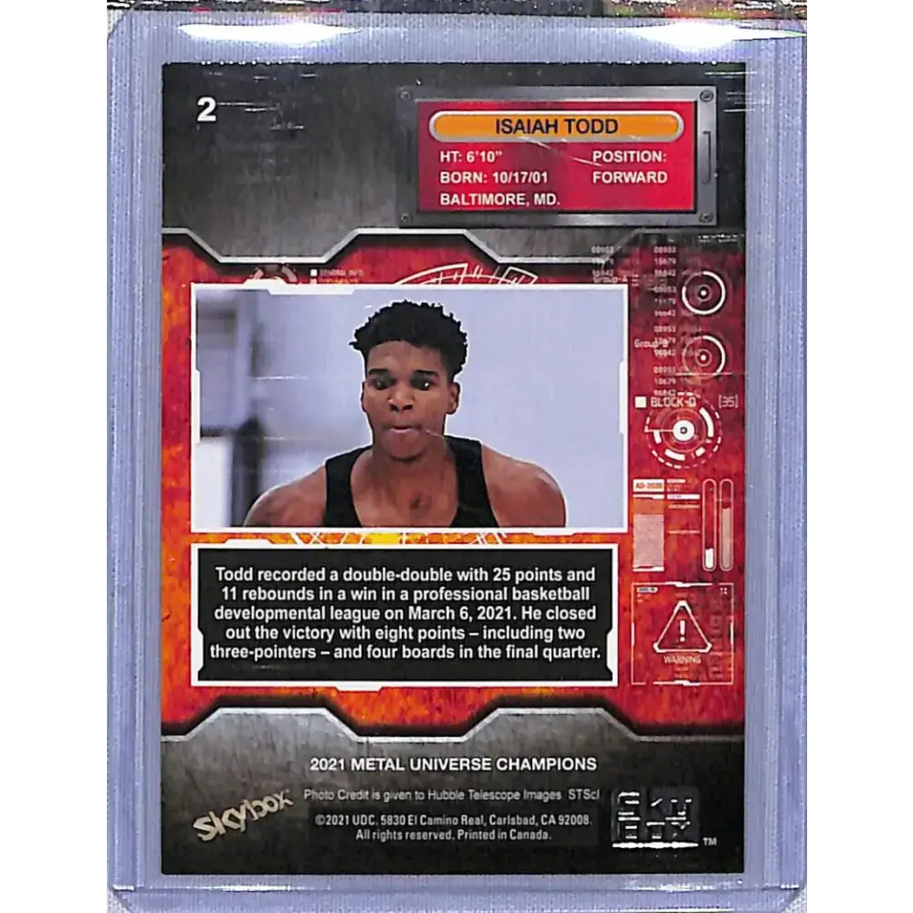 2021 Skybox Metal Universe Champions Copper #2 Isaiah Todd RC NM-MT Basketball Card - Basketball Card Single