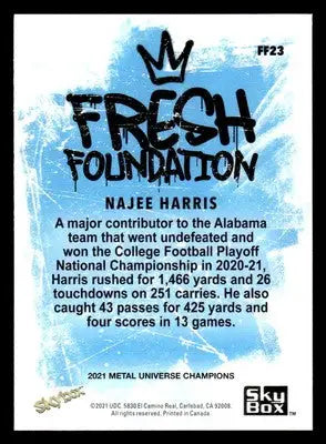 2021 SkyBox Metal Universe Champions #FF23 Najee Harris Fresh Foundation Steeler - Football Card Single