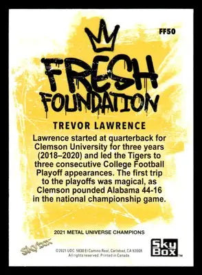 2021 SkyBox Metal Universe Champions #FF50 Trevor Lawrence Fresh Foundation - Football Card Single