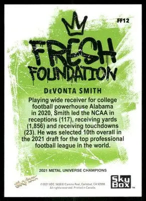 2021 SkyBox Metal Universe Champions Fresh Foundation DeVonta Smith #FF12 - Football Card Single