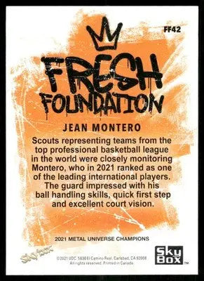 2021 SkyBox Metal Universe Champions Fresh Foundation Jean Montero #FF42 - Baseball Card Single