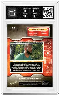 2021 Skybox Metal Universe Champions LeBron James #100 Arena Club 9.5