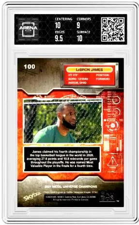 2021 Skybox Metal Universe Champions LeBron James #100 Basketball Arena Club 9.5 - Basketball Card Single
