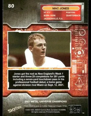 2021 SkyBox Metal Universe Champions Mac Jones #80 Football - Football Card Single