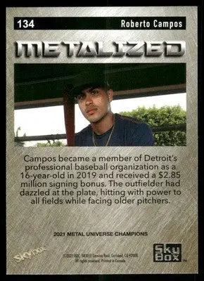 2021 SkyBox Metal Universe Champions Metalized Roberto Campos #134 Baseball - Baseball Card Single