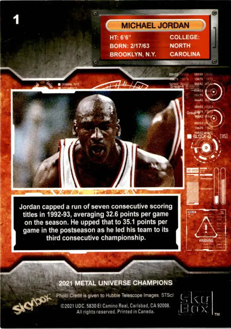 2021 Skybox Metal Universe Champions NM-MT #1 Michael Jordan Basketball Card - Basketball Card Single
