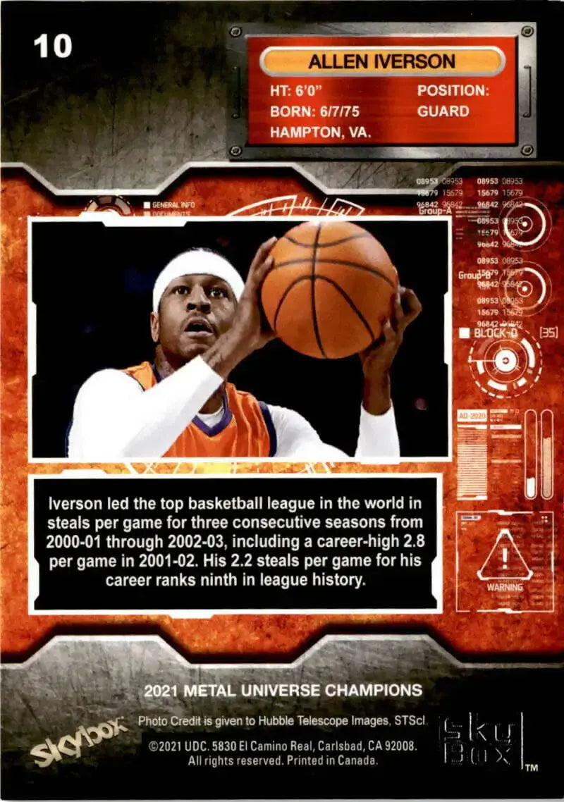 2021 Skybox Metal Universe Champions NM-MT #10 Allen Iverson Basketball Card - Basketball Card Single