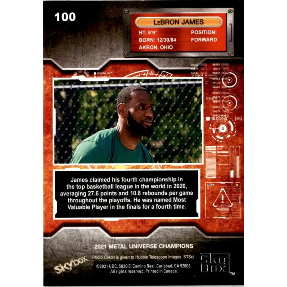 2021 Skybox Metal Universe Champions NM-MT #100 LeBron James Basketball Card - Basketball Card Single