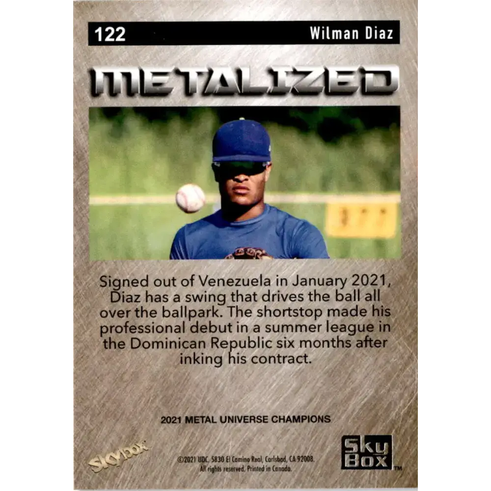 2021 Skybox Metal Universe Champions NM-MT #122 Wilman Diaz Metalized RC Baseball Card - Baseball Card Single