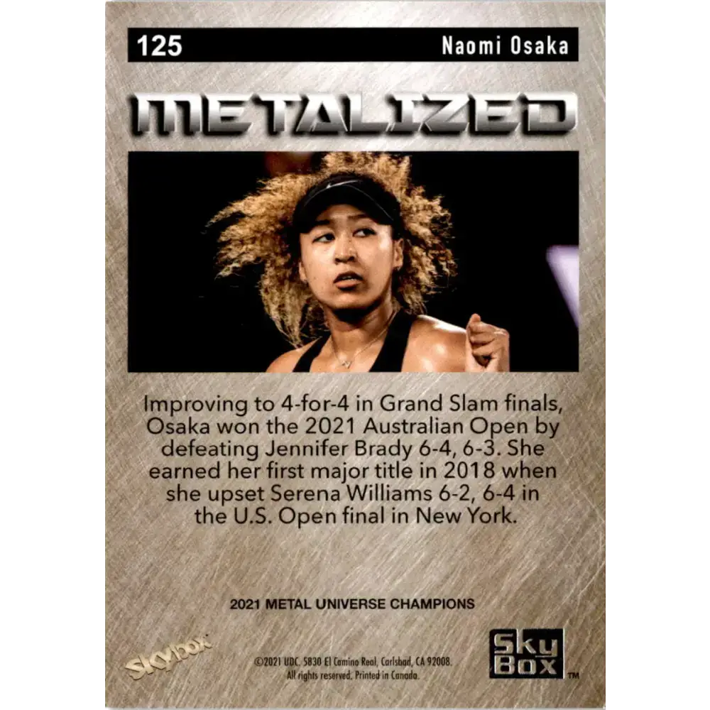 2021 Skybox Metal Universe Champions NM-MT #125 Naomi Osaka Metalized RC Tennis Card - Tennis Card Single