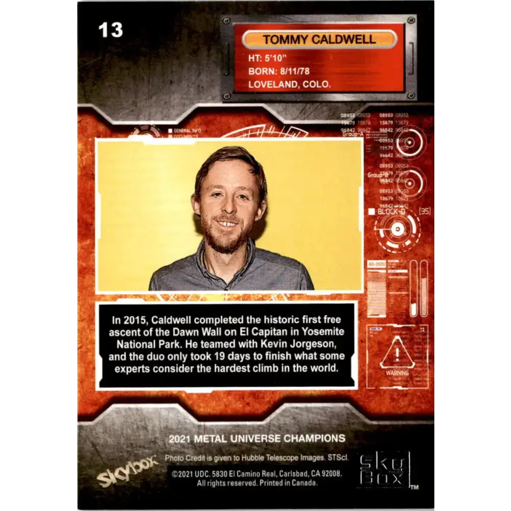 2021 Skybox Metal Universe Champions NM-MT #13 Tommy Caldwell Rock Climbing Card - Other