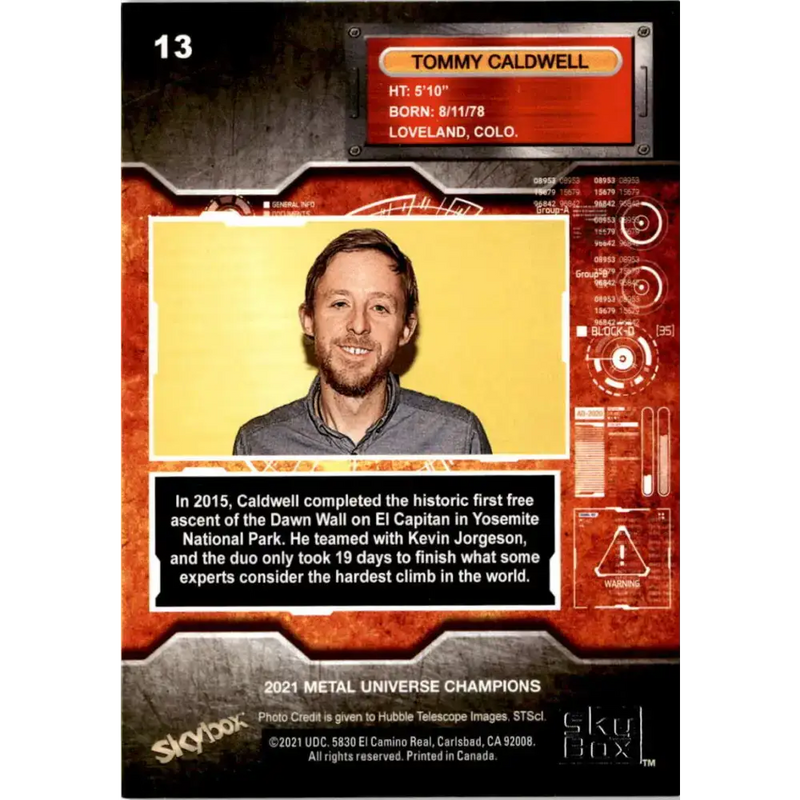 2021 Skybox Metal Universe Champions NM-MT #13 Tommy Caldwell Rock Climbing Card - Other