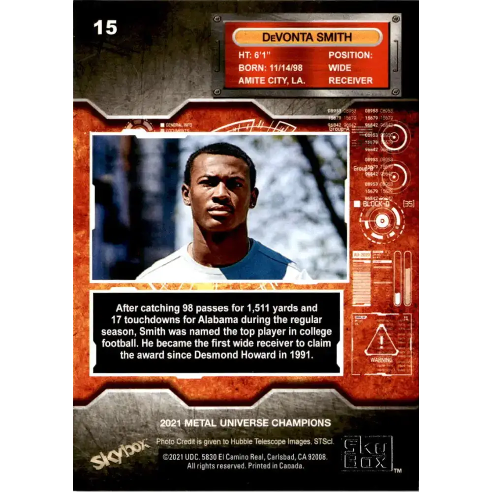 2021 Skybox Metal Universe Champions NM-MT #15 DeVonta Smith RC Football Card - Football Card Single
