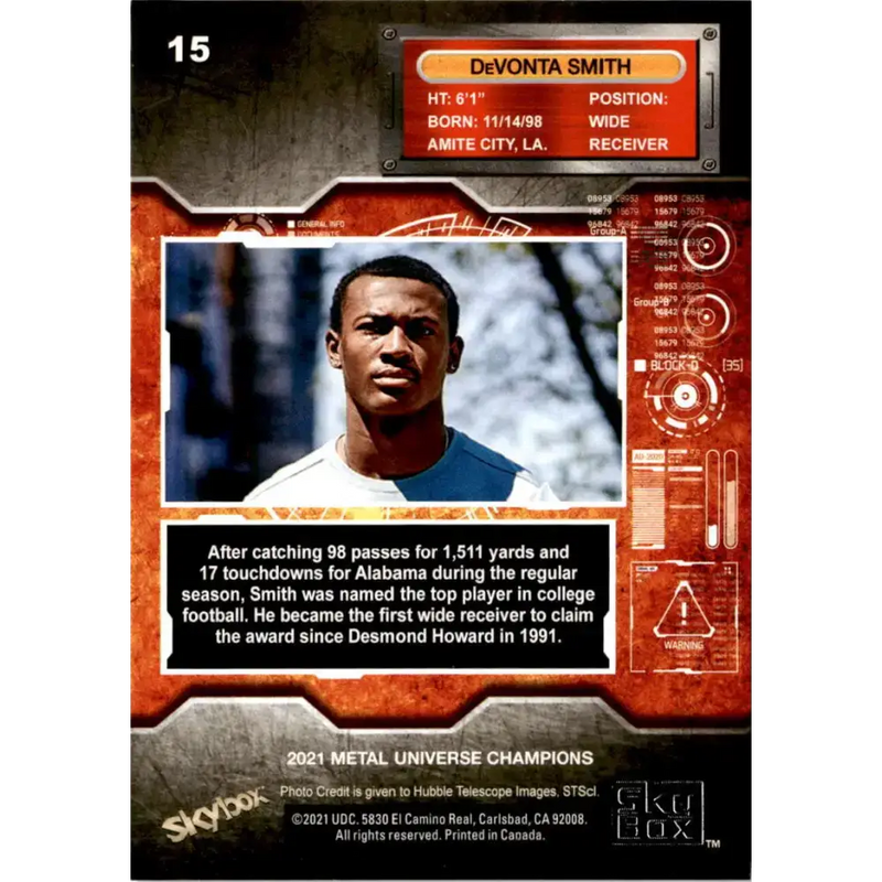2021 Skybox Metal Universe Champions NM-MT #15 DeVonta Smith RC Football Card - Football Card Single