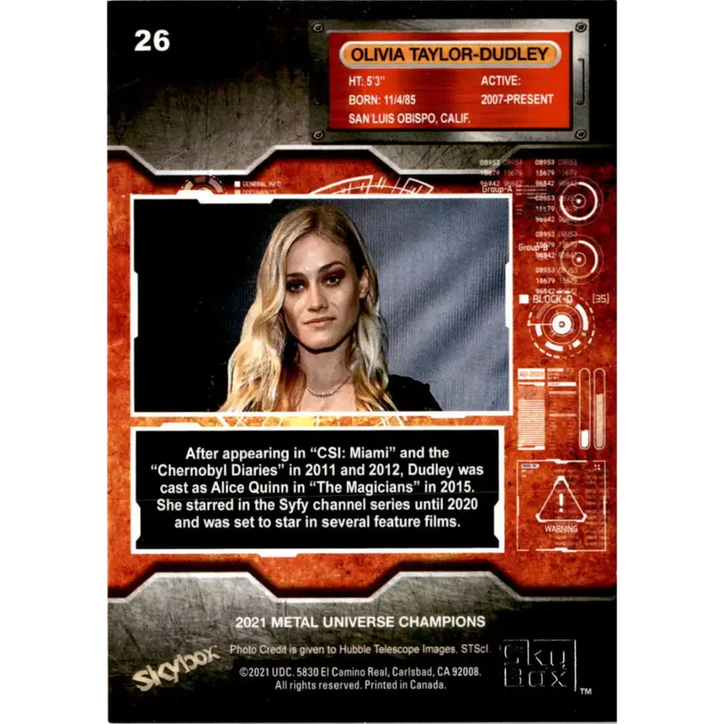 2021 Skybox Metal Universe Champions NM-MT #26 Olivia Taylor-Dudley Actress Card - Non-Sports Card Single