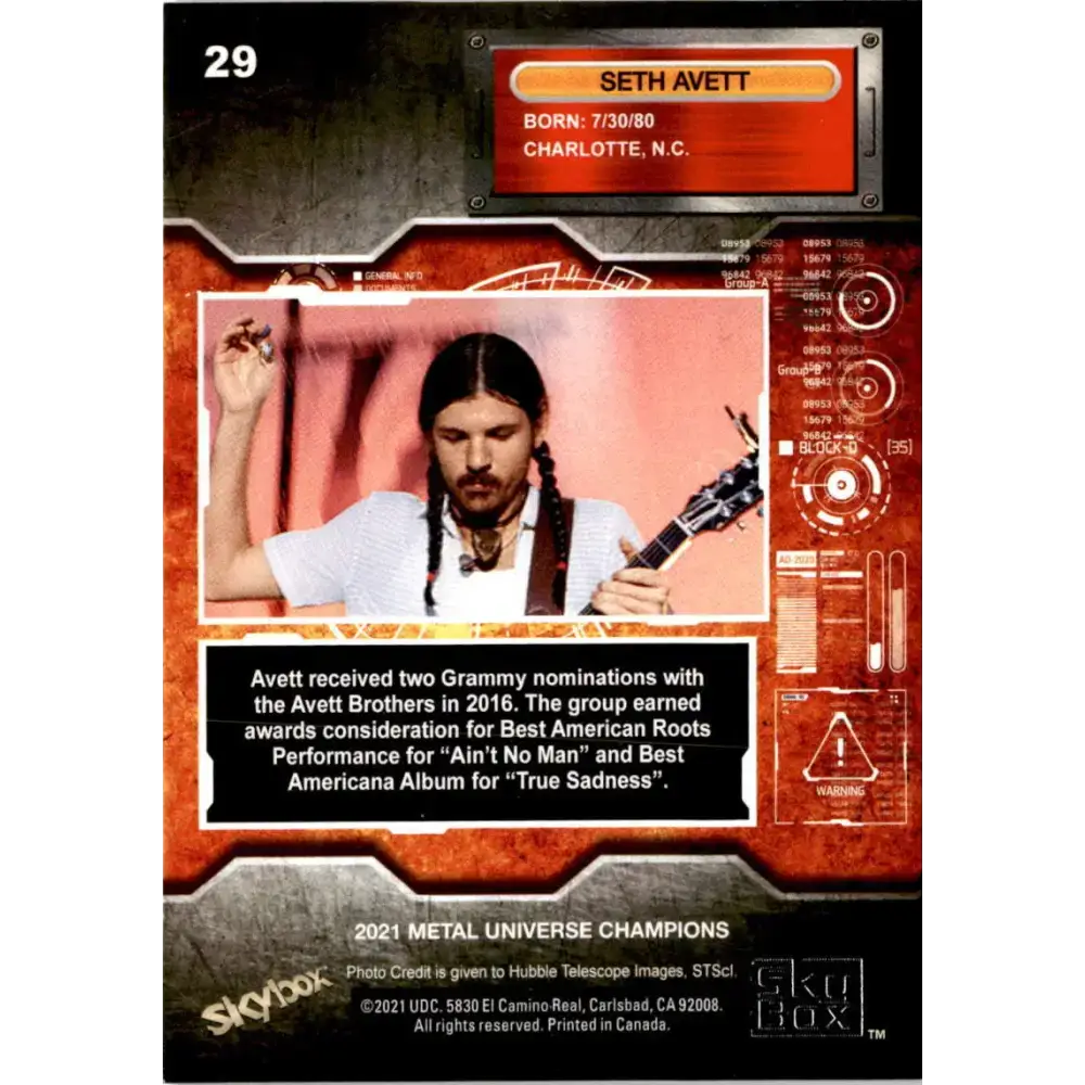 2021 Skybox Metal Universe Champions NM-MT #29 Seth Avett Musician Card - Music Card Single