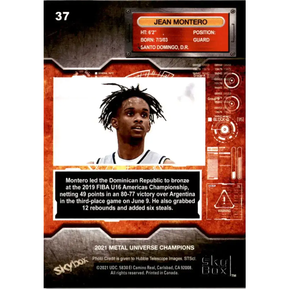 2021 Skybox Metal Universe Champions NM-MT #37 Jean Montero RC Basketball Card - Basketball Card Single